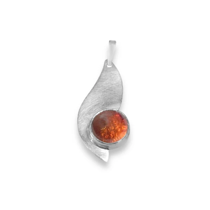 Sterling silver and 8mm Amber pendant